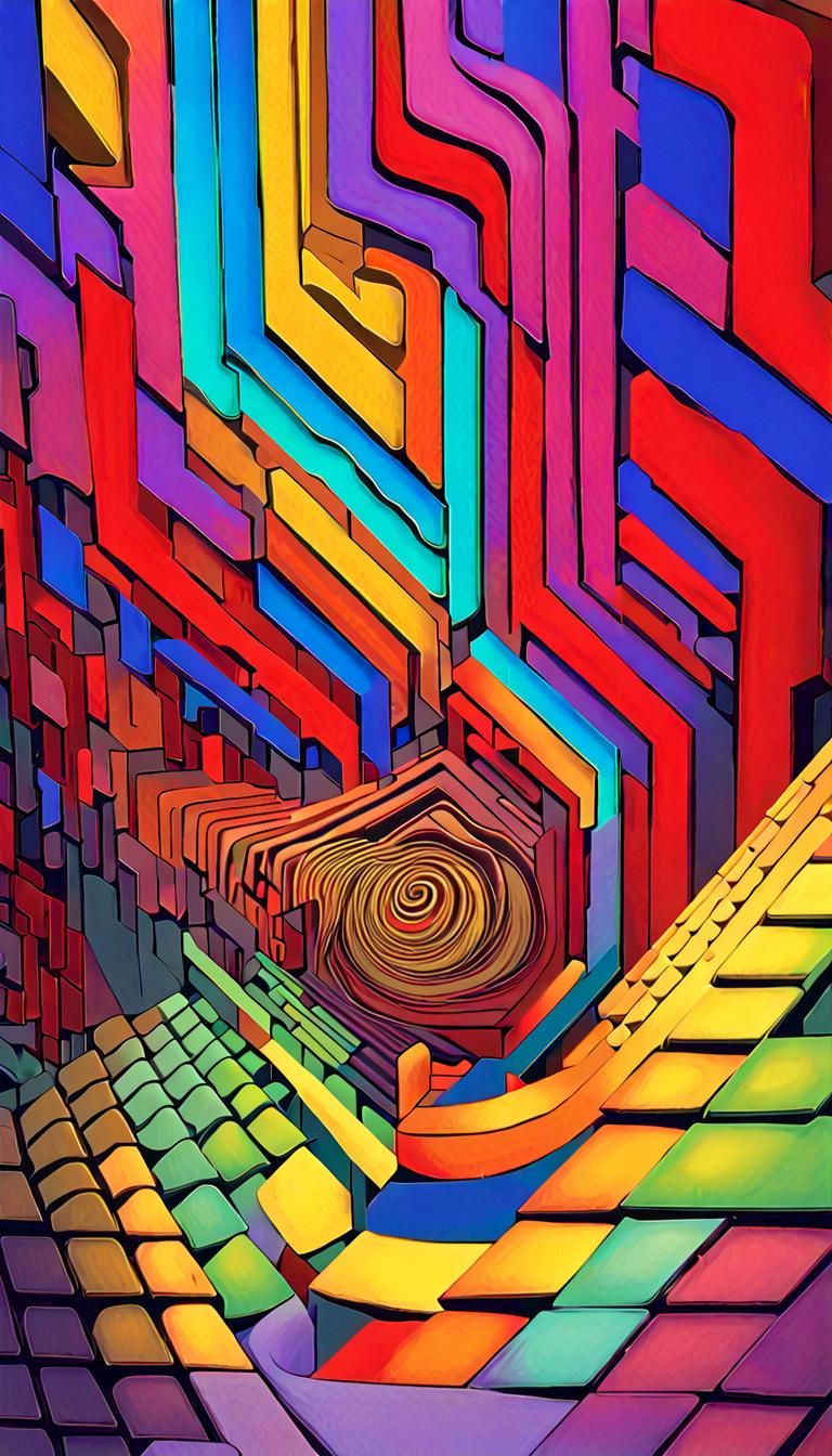 3D Optical Illusions with Neon Abstract Shapes