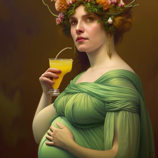 Pregnant Empress Tarot Card in Hyperdetailed Style
