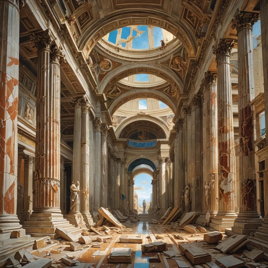 Ruins of School of Athens: Romantic Impressionism