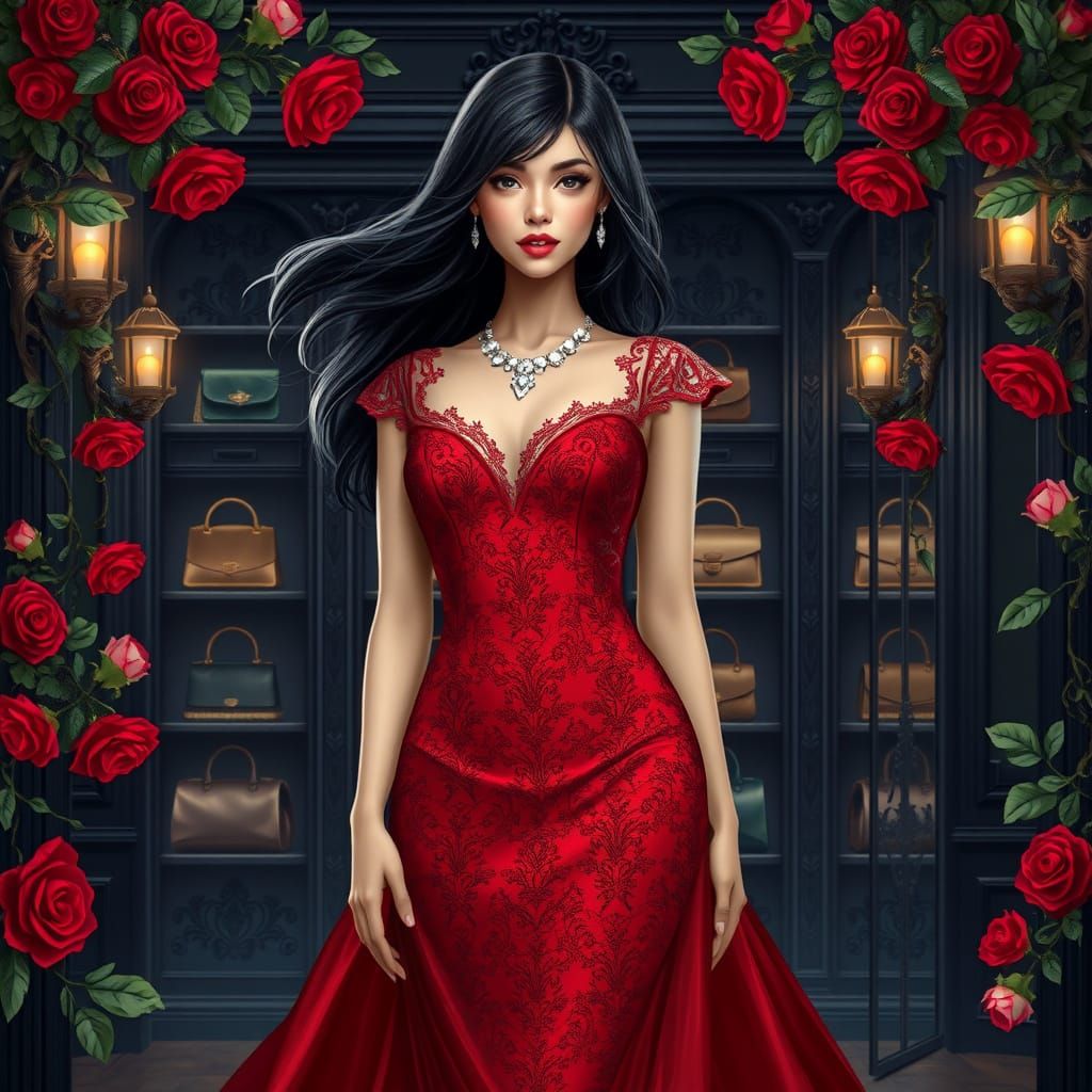 Elegant Gothic Luxury Portrait in Hyper-Realistic Digital Ar...