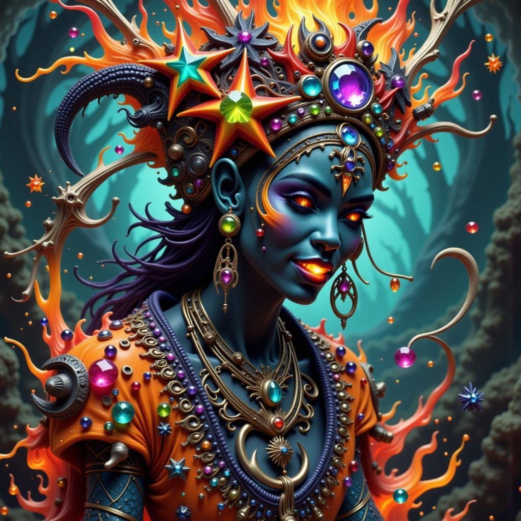 African Goddess as Asanbosam Vampire in Mystical Style