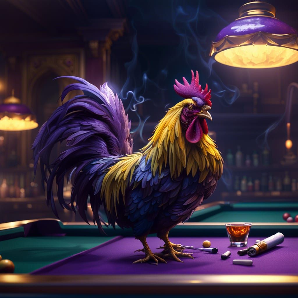 Rooster Smoking: Dark Fantasy Concept Art