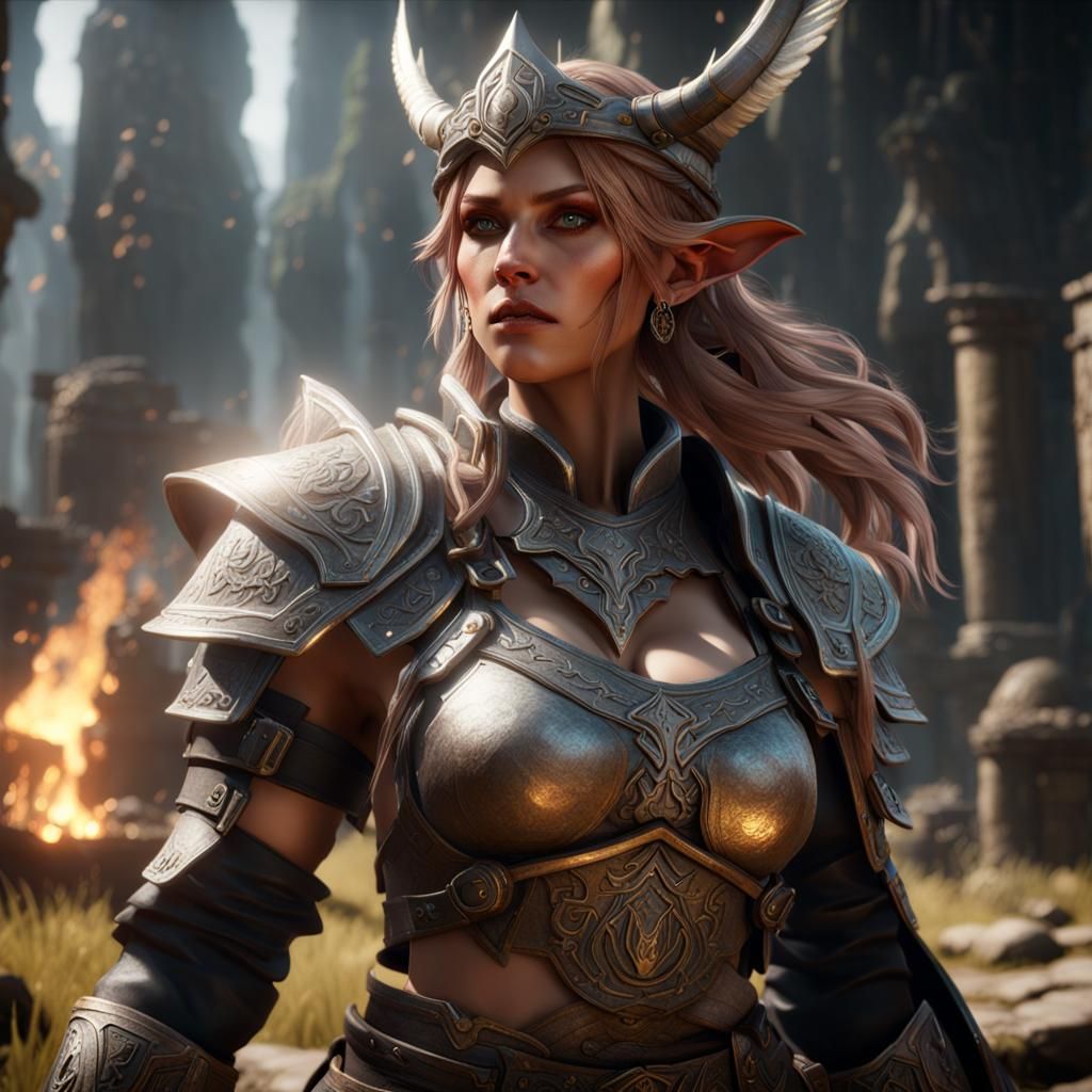 Freya Rendered in 3D Game Cinematic Style