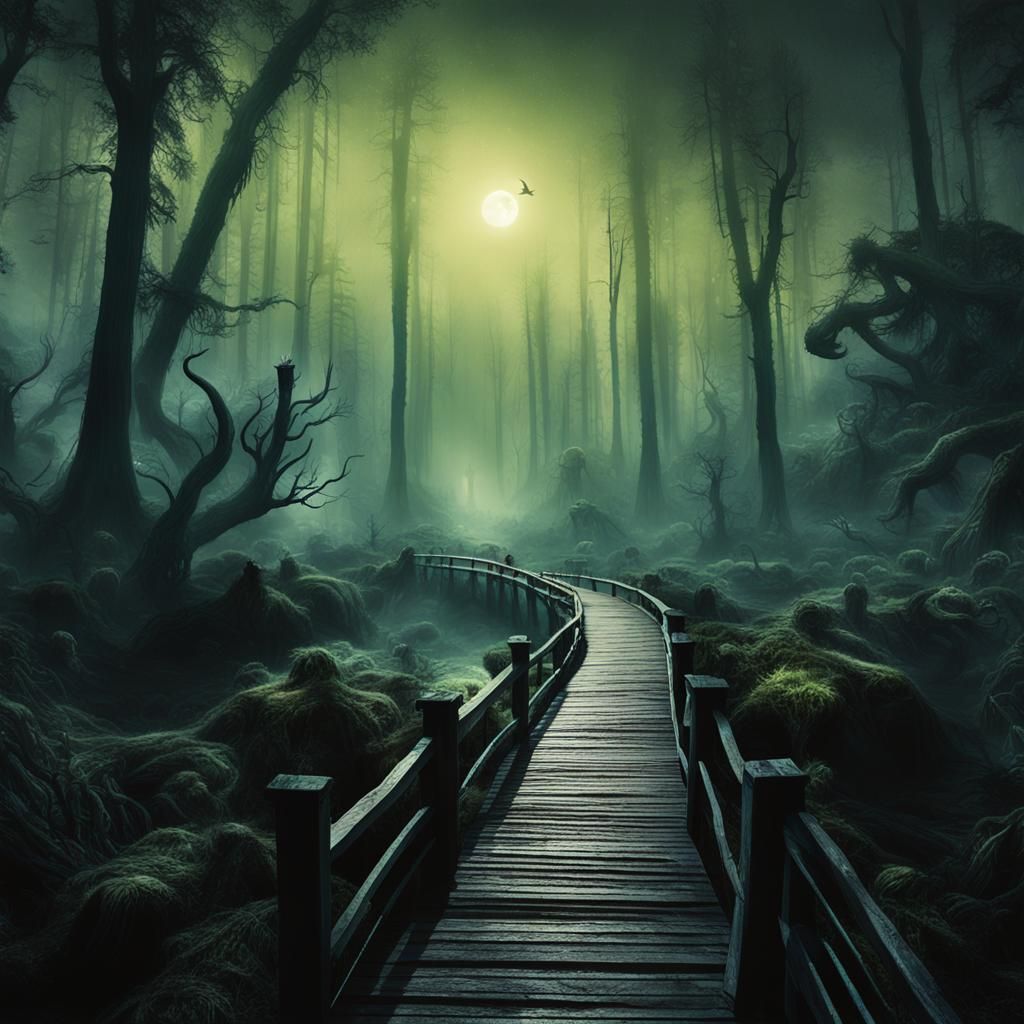 Eerie Sci-Fi Scene with Actress on Alien Planet