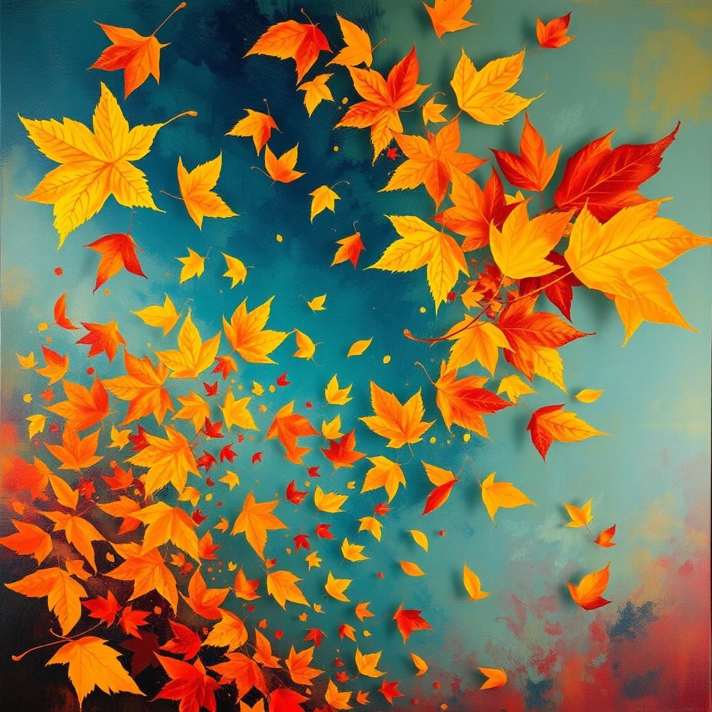 Autumn Leaves Defy Gravity in Surrealist Dreamscape