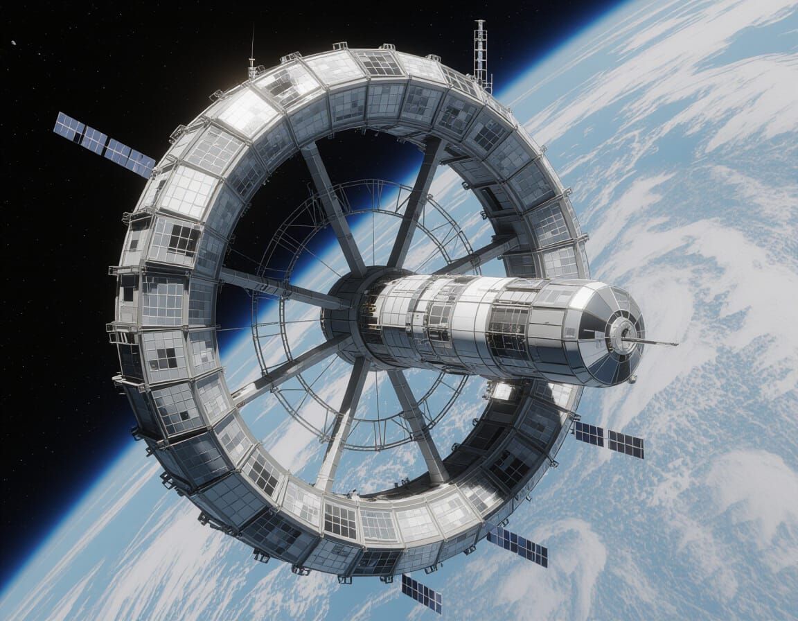 Giant Donut Space Station Under Construction