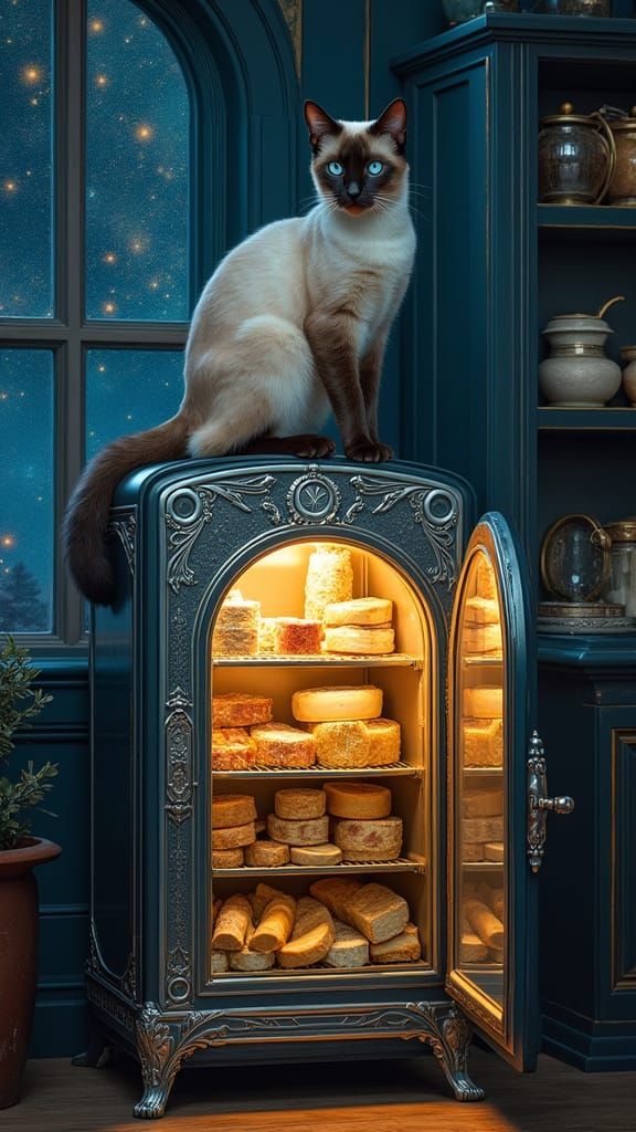 Mystical Feline Guardian in Art Nouveau Style