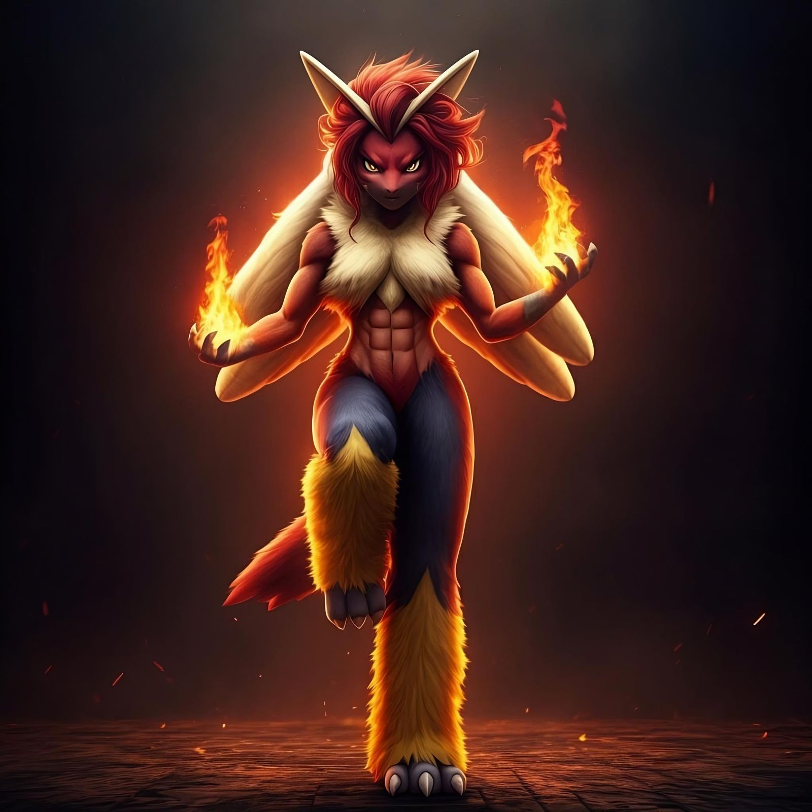 Blaziken Pokemon Hybrid: Stunning Human Girl Portrait