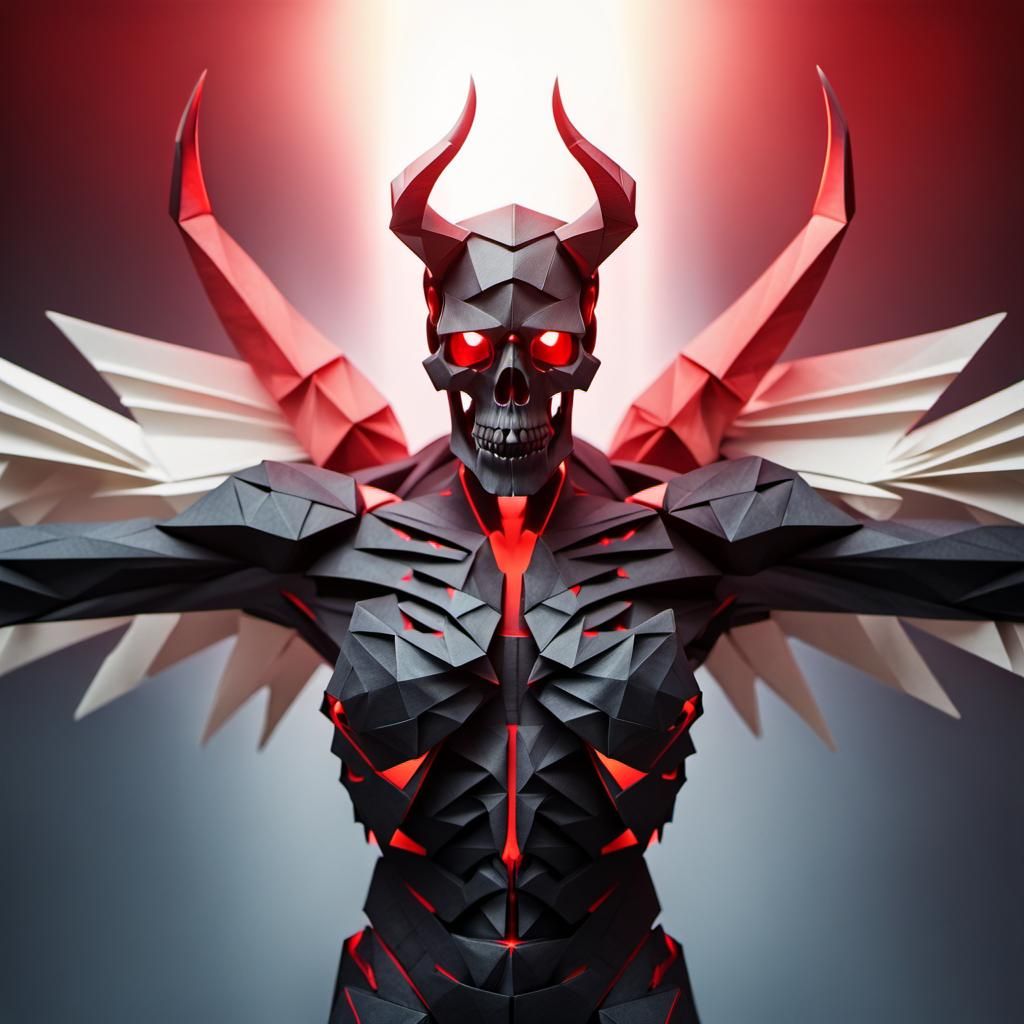 Origami Skeletal Humanoid with Bone Wings