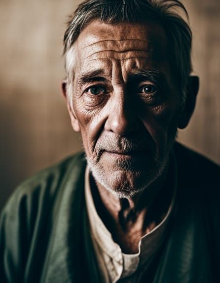 Striking Portrait of an Old Man in Robe