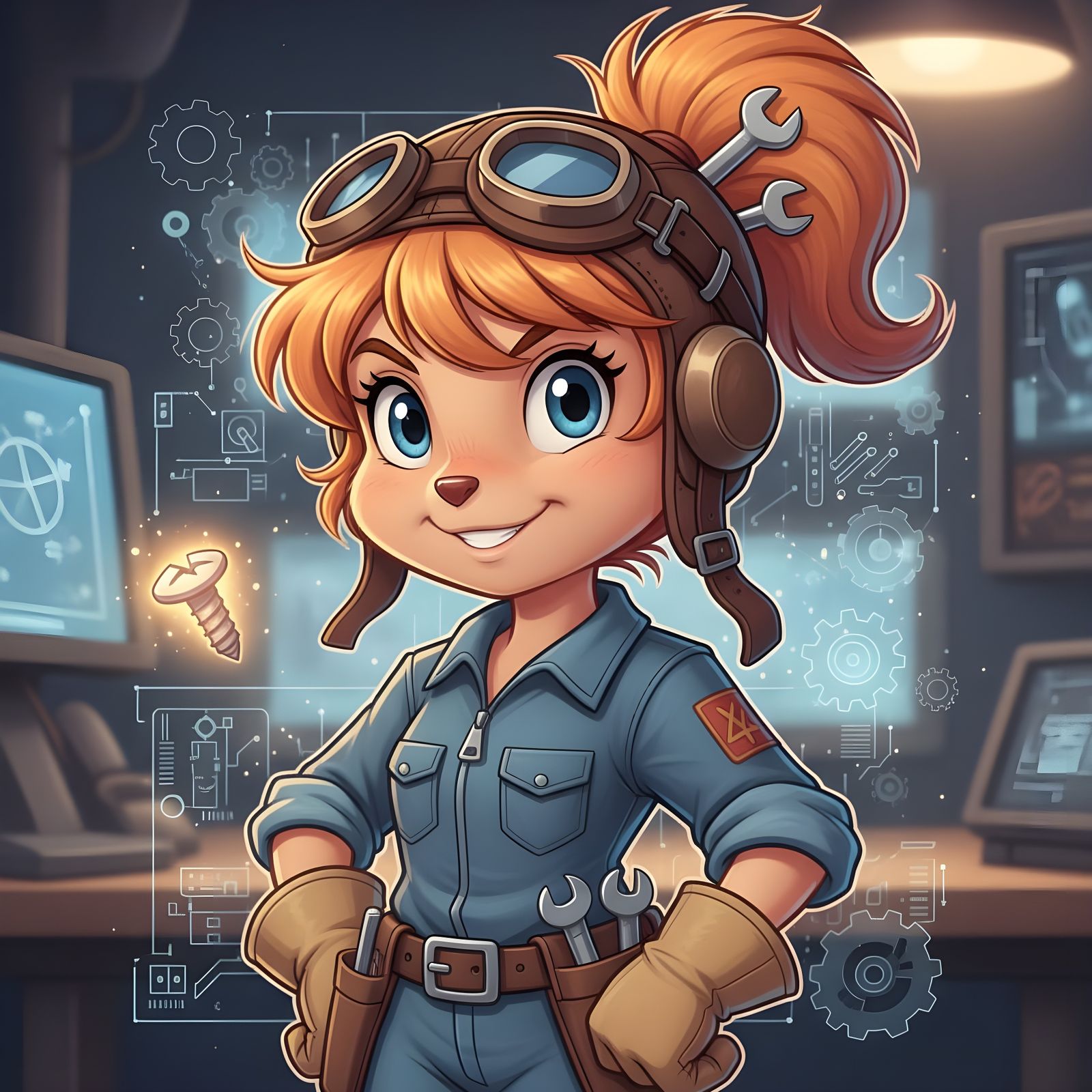 Gadget Hackwrench in Disney Anime Style Portrait