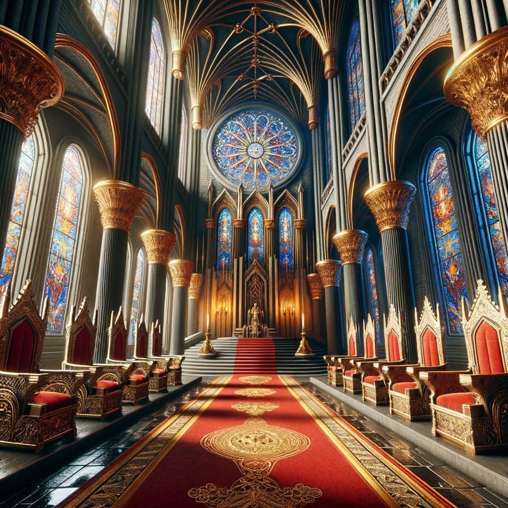 Opulent Medieval Castle Throne Room in 8K