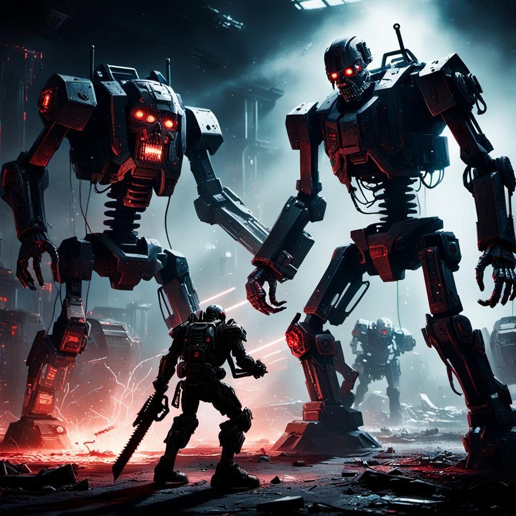 Mechs Fighting in Ring: Cinematic Sci-Fi Concept Art