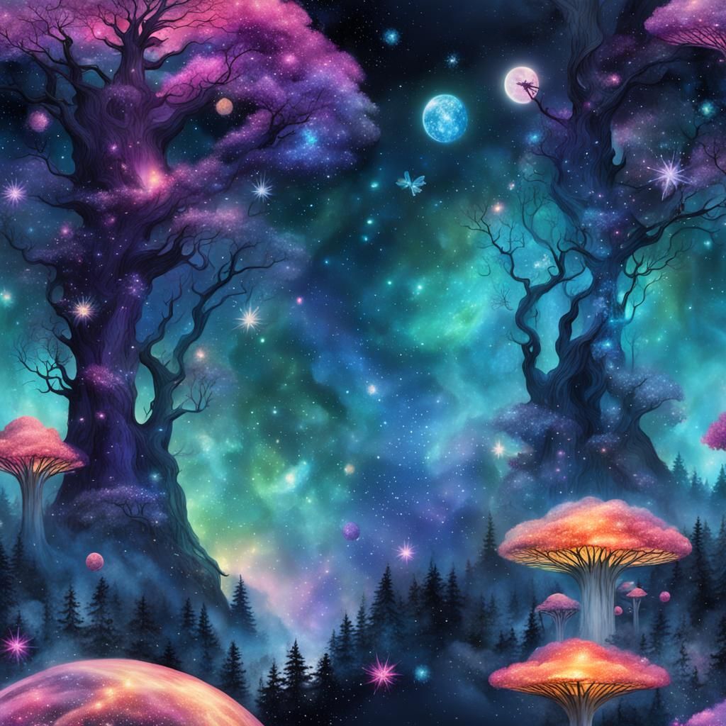 Nebula Enchanted Forest with Fairies