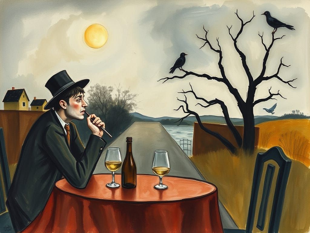 Bon Vivant in Cubist Watercolor Style