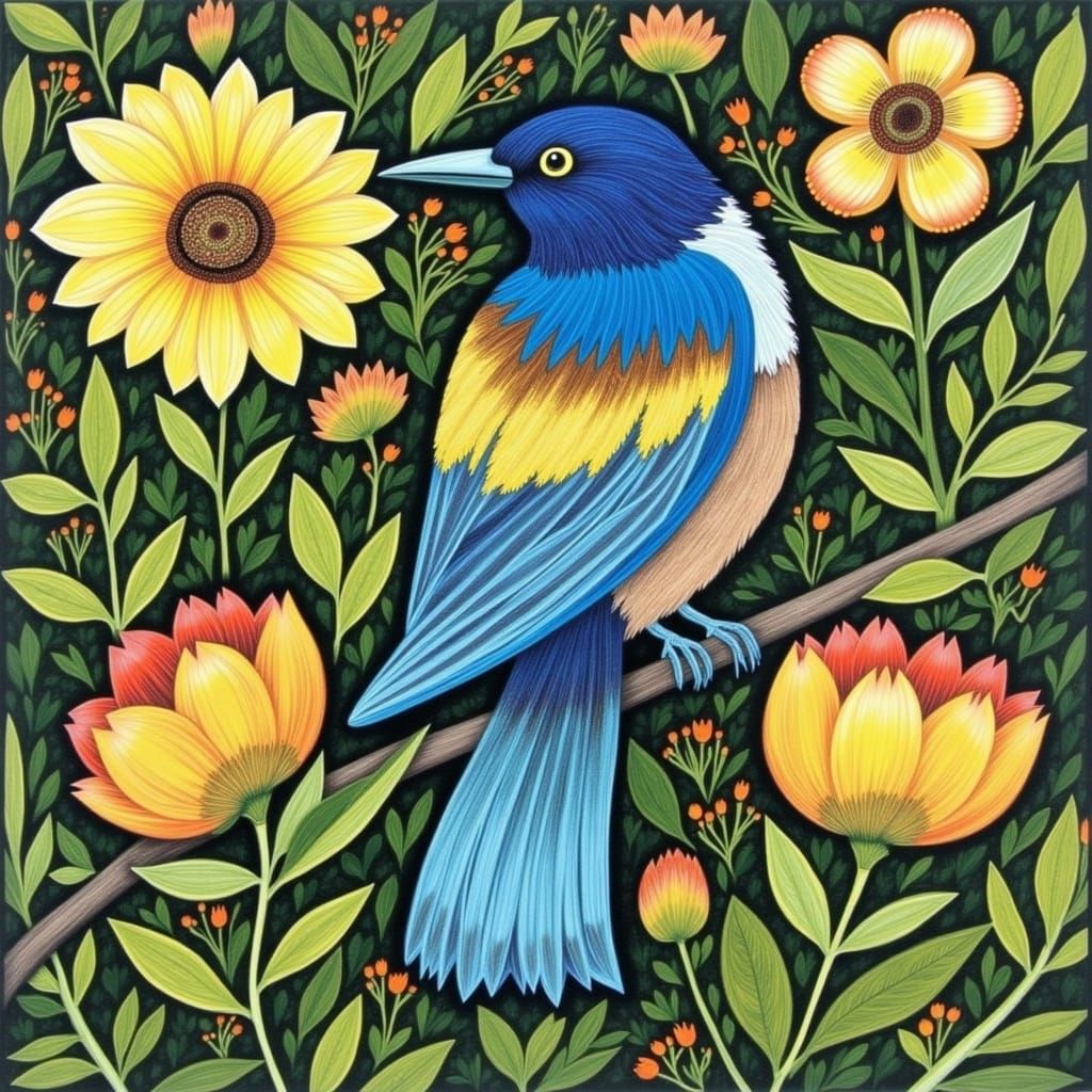 Enchanted Avian in Whimsical Realm