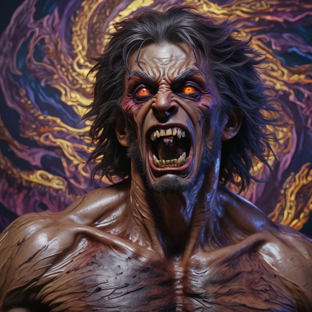 Werewolf Transformation Portrait in Hyperrealism