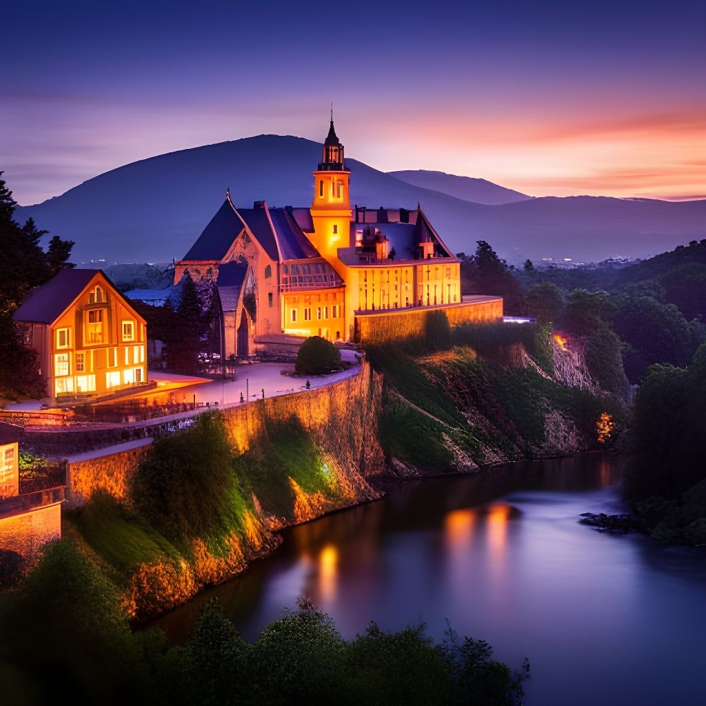 Detailed Castle with Glowing Details in Forest