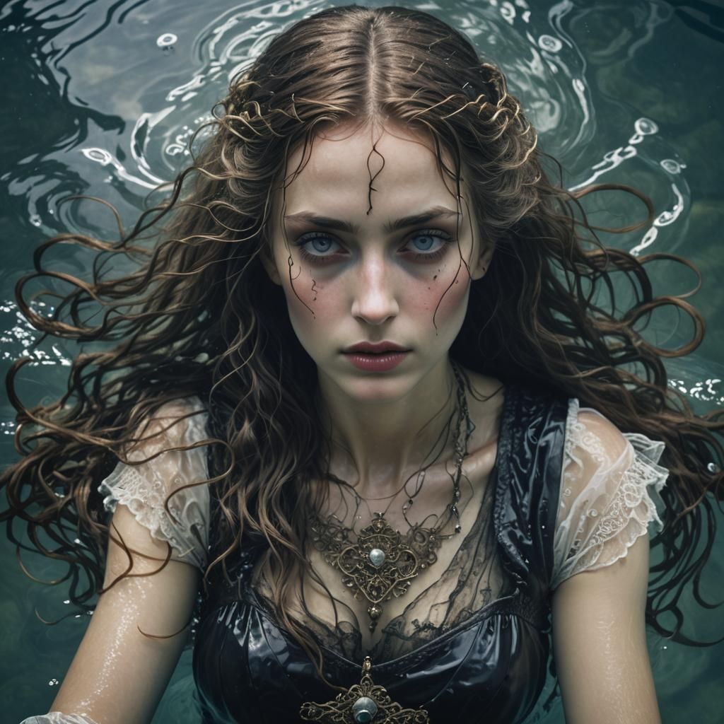 Victorian Woman in Water: A Surreal Portrait