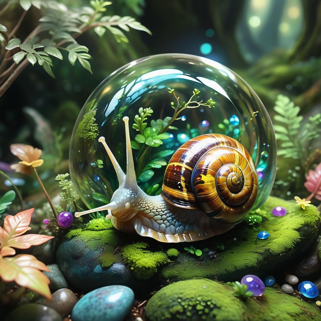 Lush Forest Snail in Vibrant 3D Anime Art