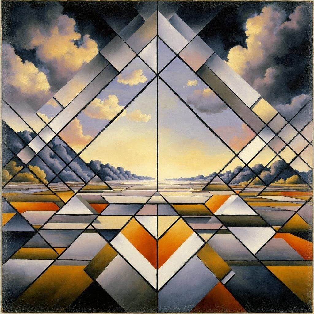 Abstract Geometric Composition with Gray Lines