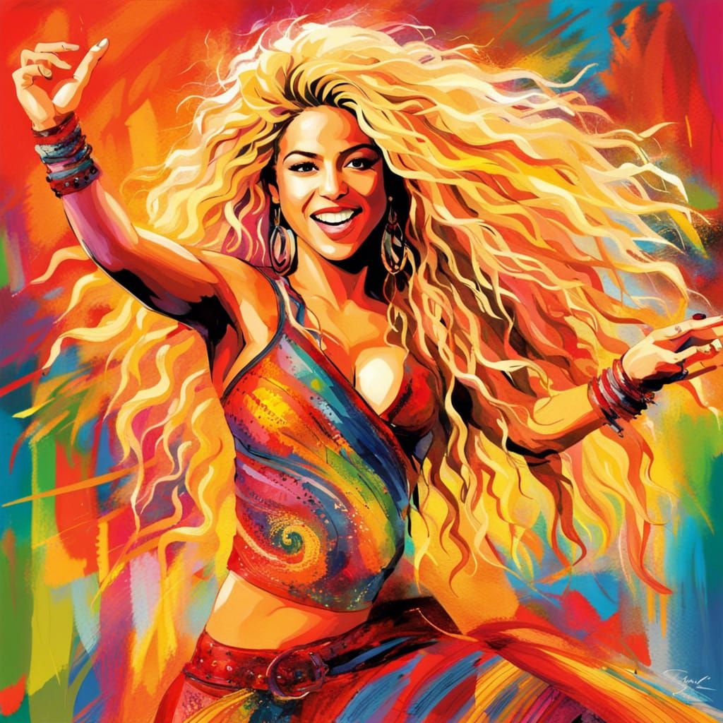 Shakira Captured in Vibrant Sentura-Styled Artwork