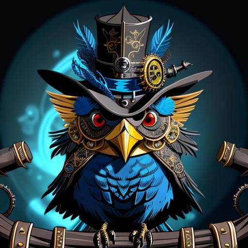 Steampunk Bird in Plague Mask Vector Art