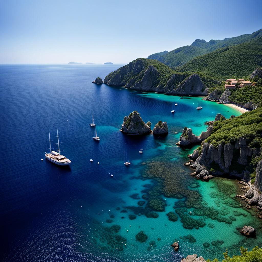 Mediterranean Mermaid Island: 3D Digital Art