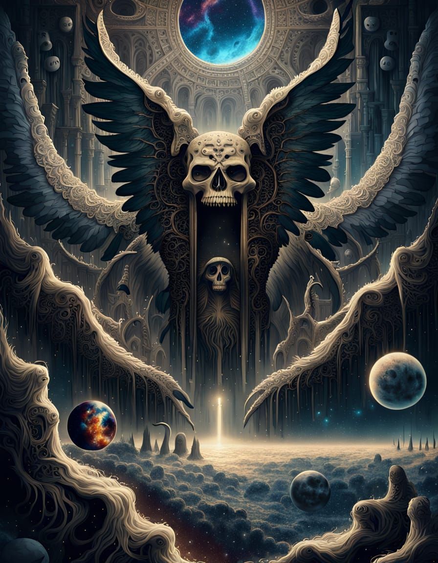 Ethereal Angel of Death in Dark Fantasy Space