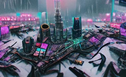 Cyberpunk Cityscape with Neon Lights