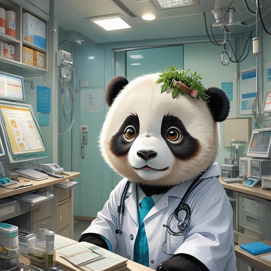 Cute Panda Doctor in Anime Style