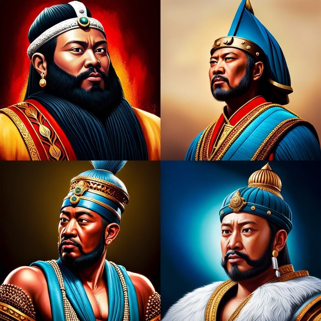 King Hayamwuruk Portrait: Hyperrealistic Splash Art