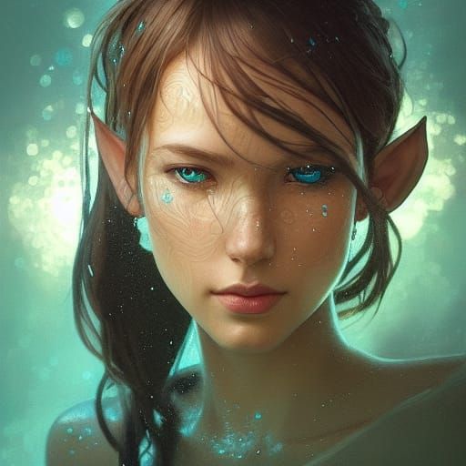 Detailed Water Elf Portrait in Digital Art Style