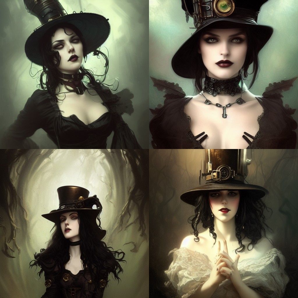 Gothic Steampunk Woman Portrait in Hyperdetailed Art