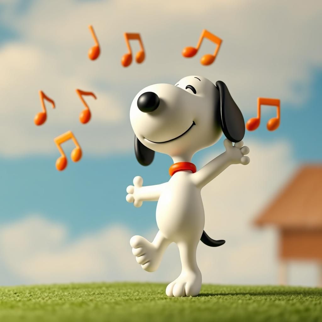 Snoopy's Claymation Dance with Music Notes