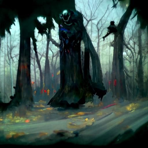 Sinister Haunted Forest: A Fantasy Art Scene