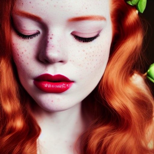 Redhead Maiden with Rose Crown, Vogue Style