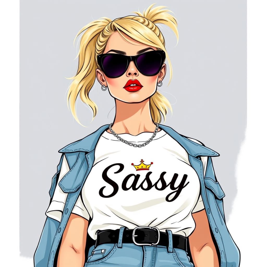 Stylish Cartoon Portrait of a Confident Woman