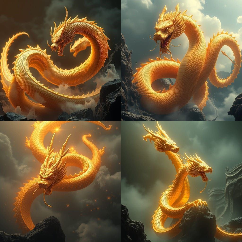 Epic Golden Dragon Transforms into Majestic Snake in Cinemat...