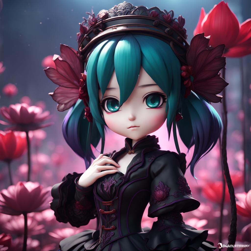 Chibi Hatsune Miku Fairy in Victorian Dress