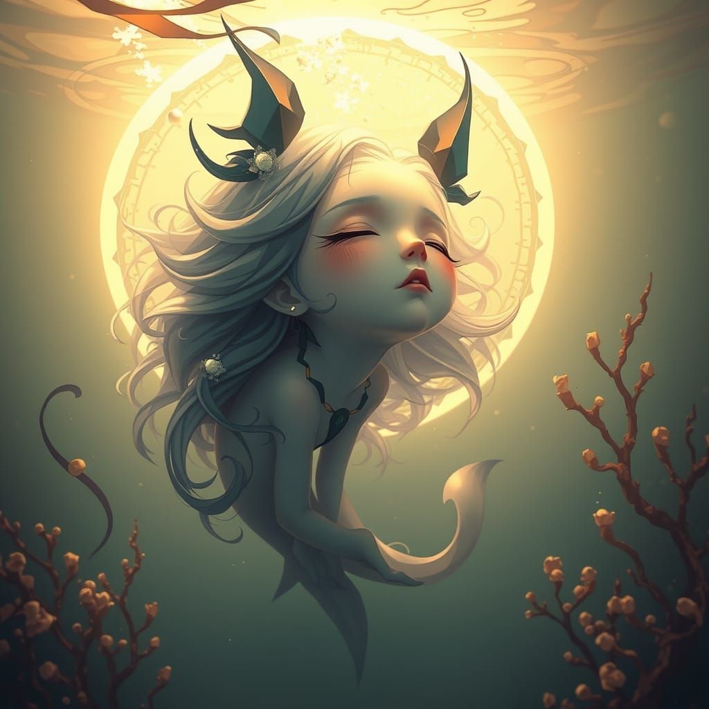 Anime-Inspired Elemental Goddess in Serene Underwater Realm