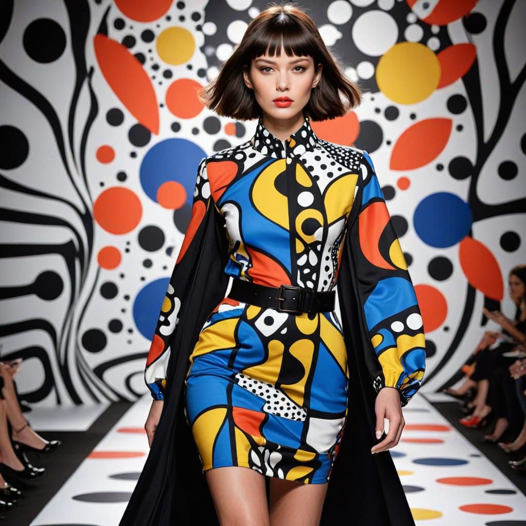 Elegant Fashion Icon in Vibrant Fragmented Style