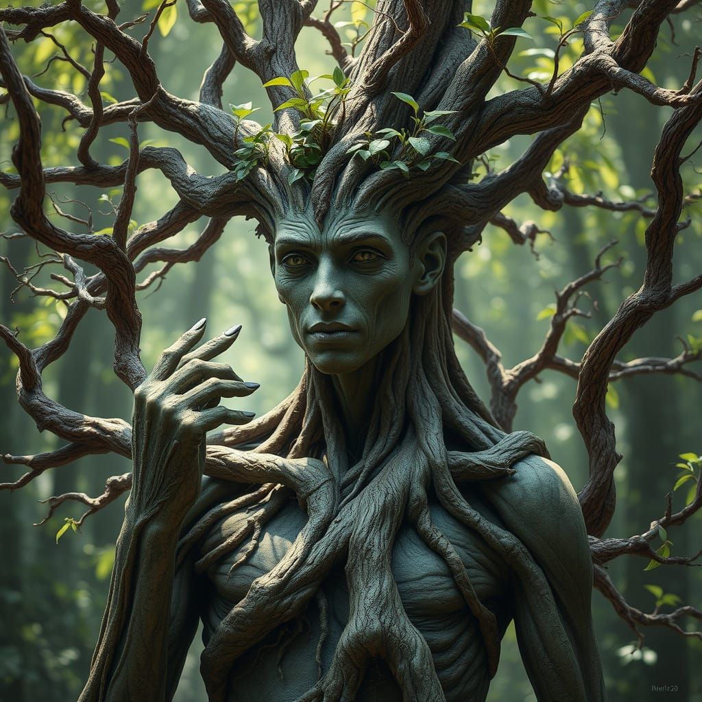 Mysterious Forest Guardian in Photorealistic Style