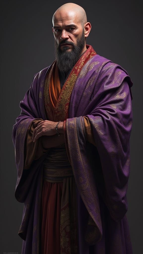 Mystical Monk in Rich, Vibrant Hues
