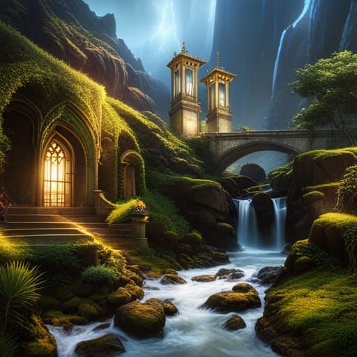 Fantastical Matte Painting in Deep Color, 8K