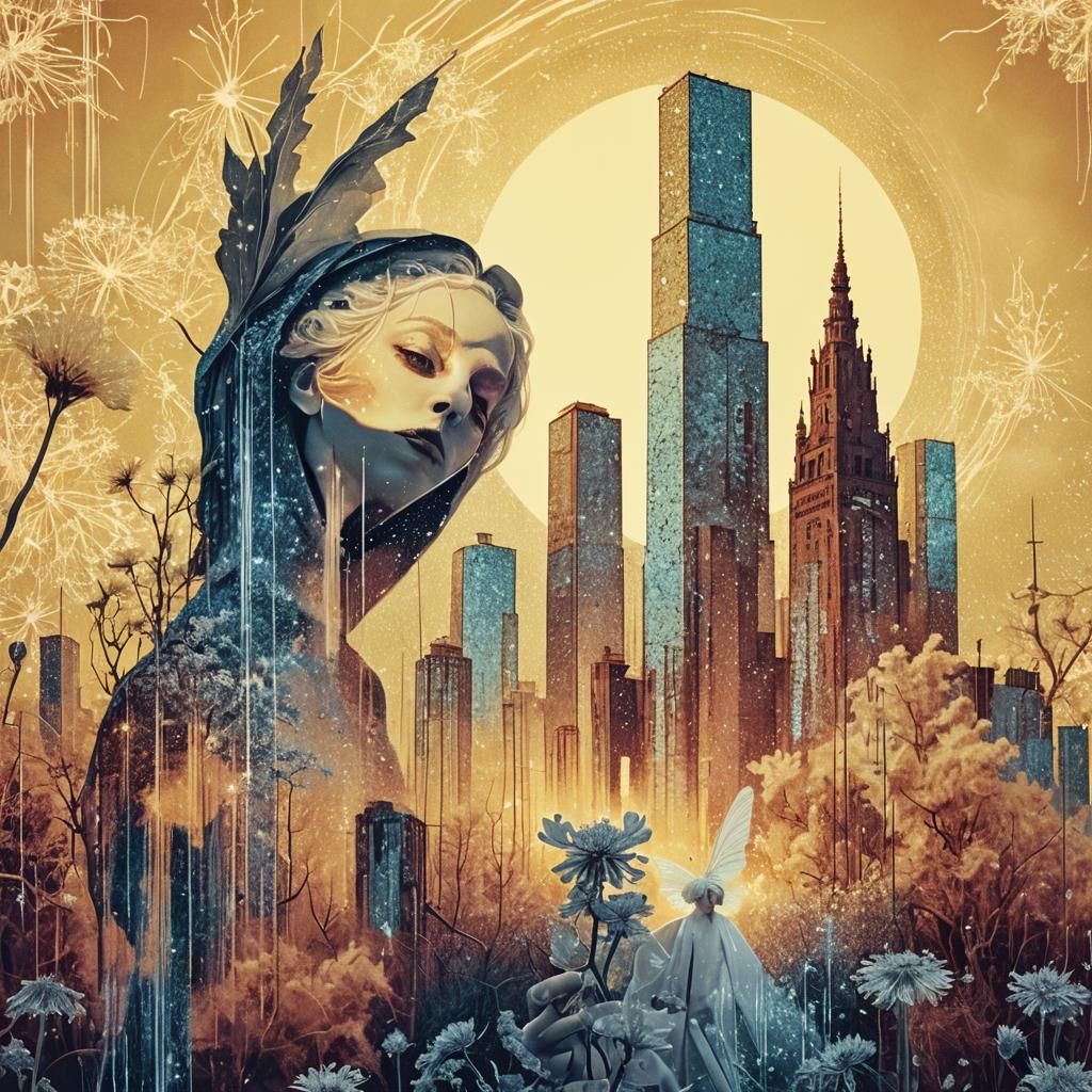 Surreal Infrared Portrait of Fairy with White Flowers