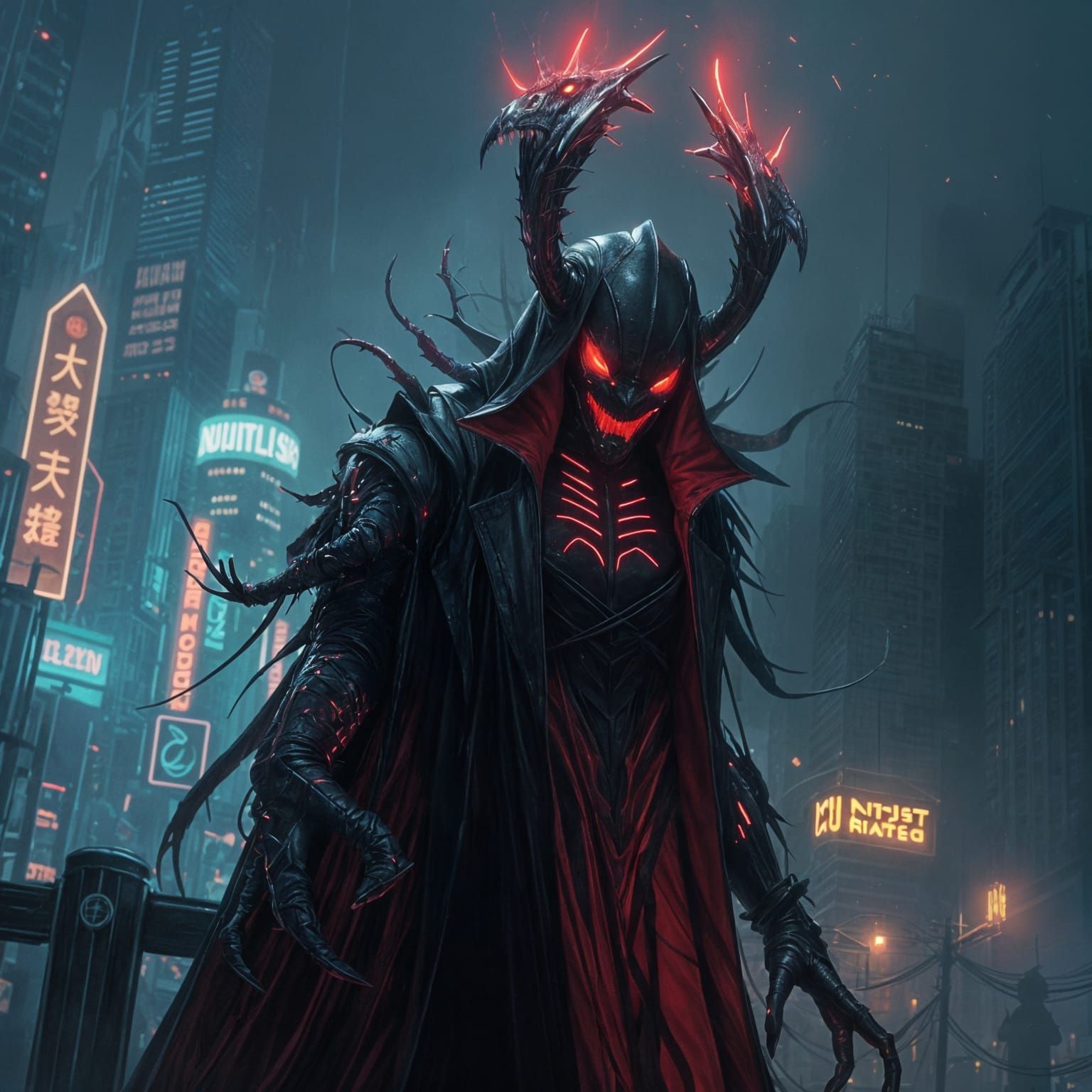 A neon nigjtmare sinister by Greg Rutkowski sinister by Greg Rutkowski