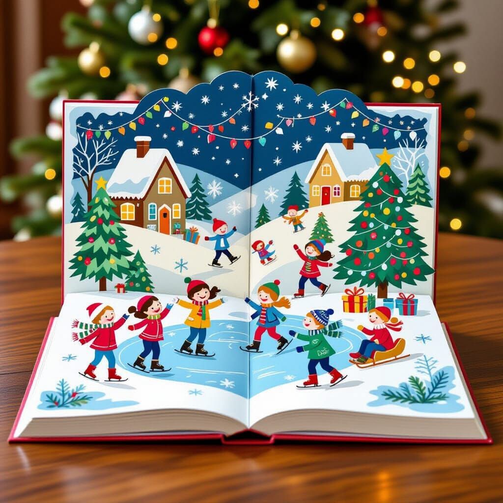 Christmas Lake Pop-Up Book Scene
