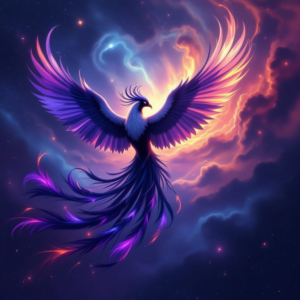 Majestic Phoenix Soars Through Cosmic Nebula