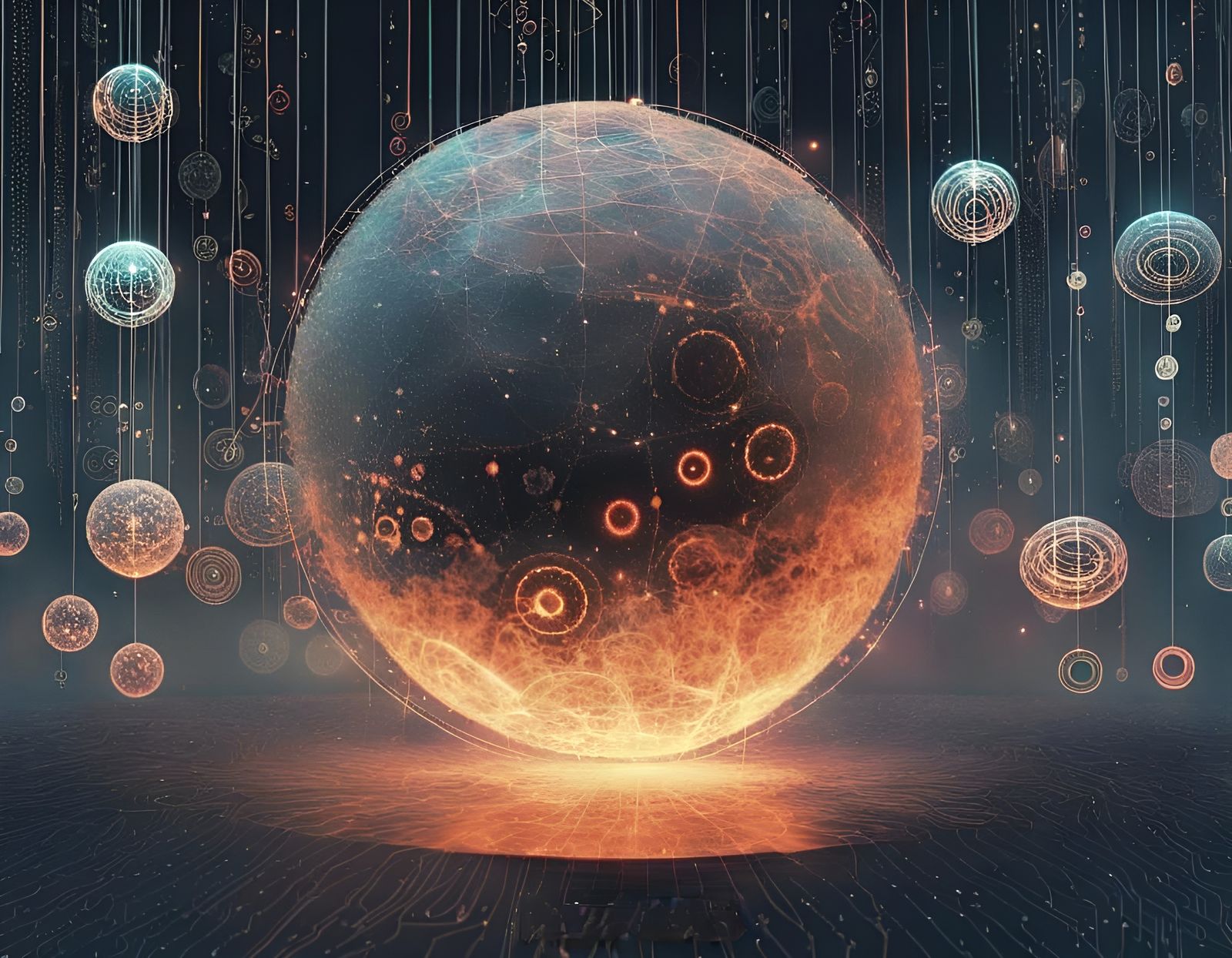 Abstract Sci-Fi Planet with Glowing Patterns